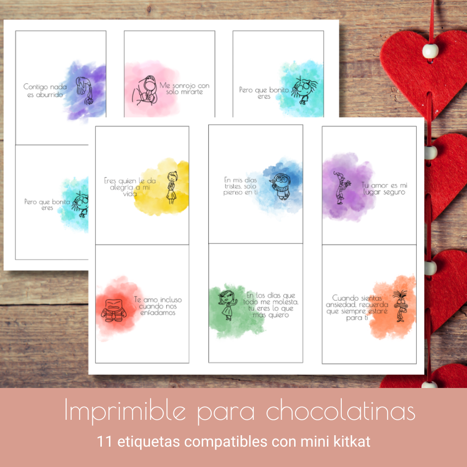 Imprimibles para Chocolatinas - Edición “Del Revés”