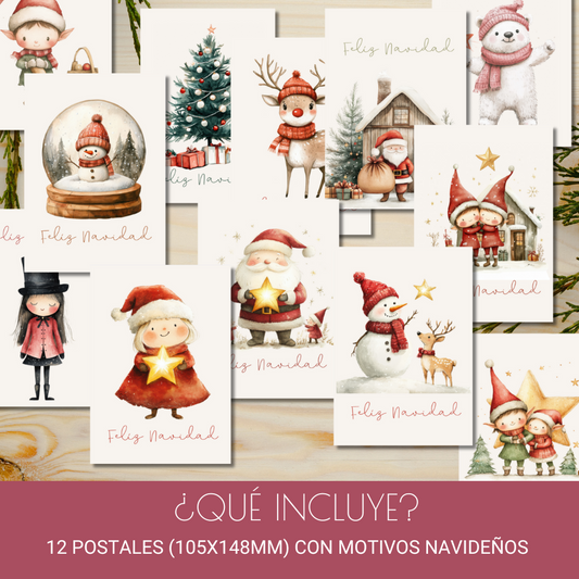 Postales imprimibles (Pack de 12) - Navidad