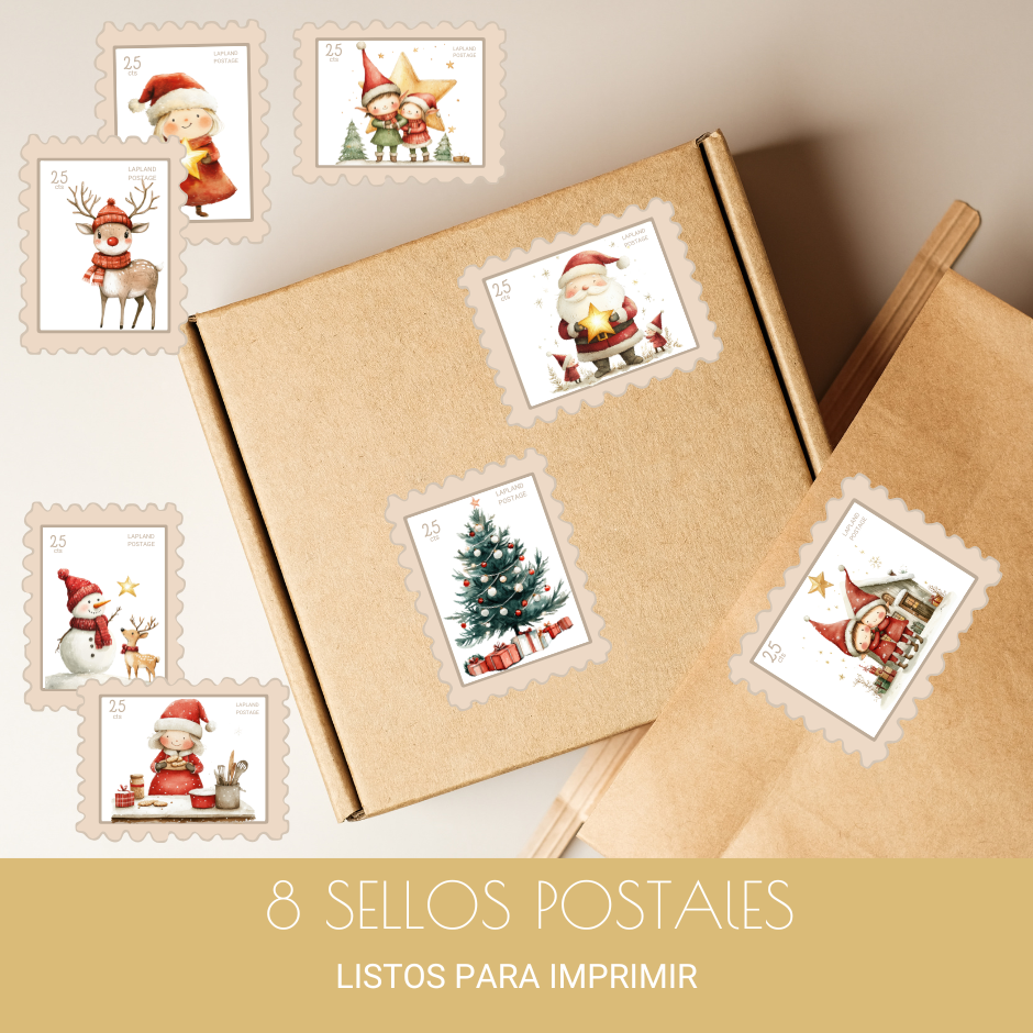 Sellos postales navideños para imprimir